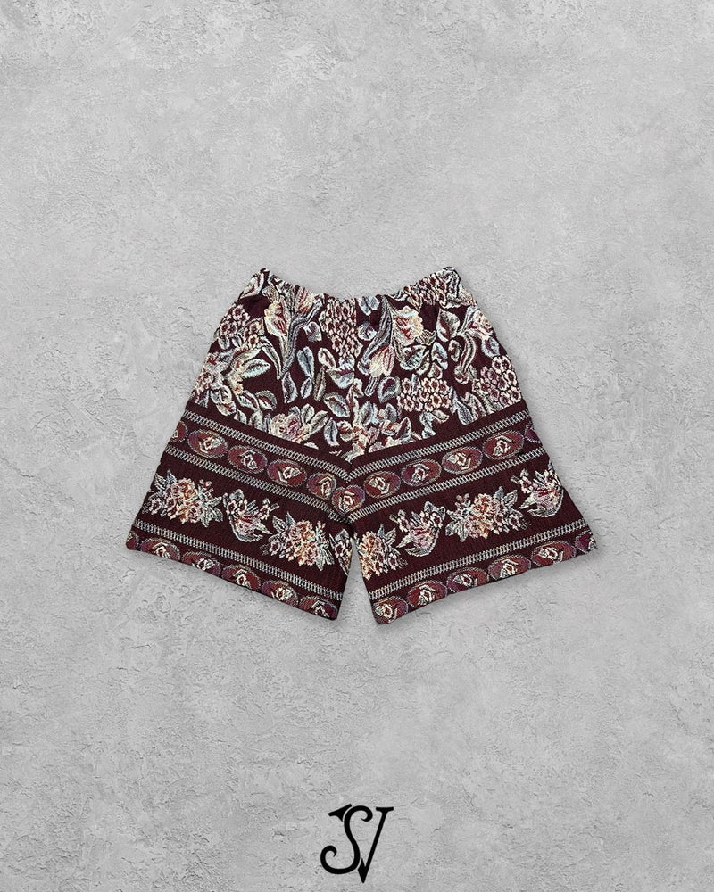 burnt floral blanket shorts v2