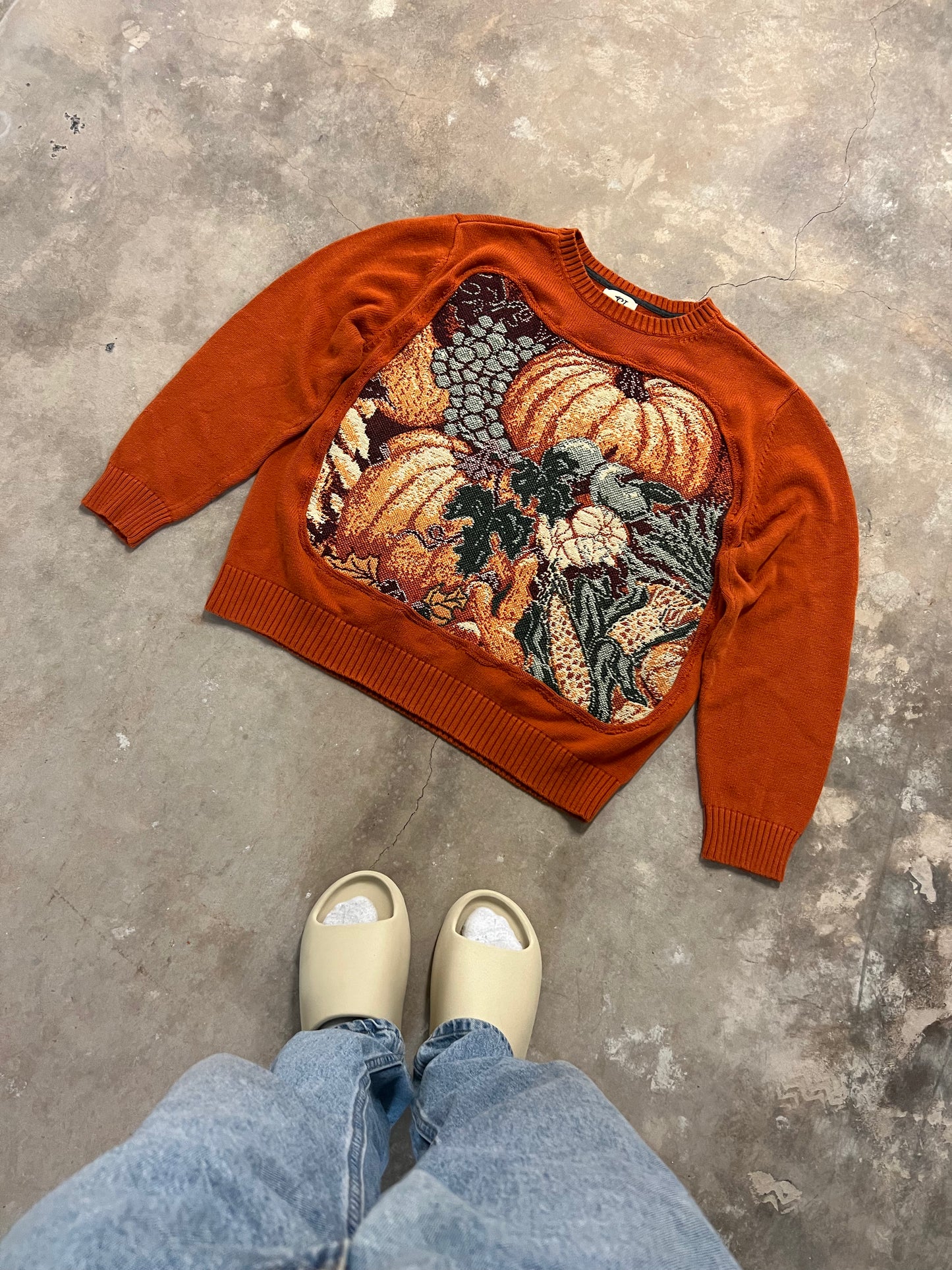 vibrant fall foliage reworked sweater