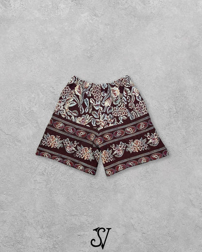 burnt floral blanket shorts v2