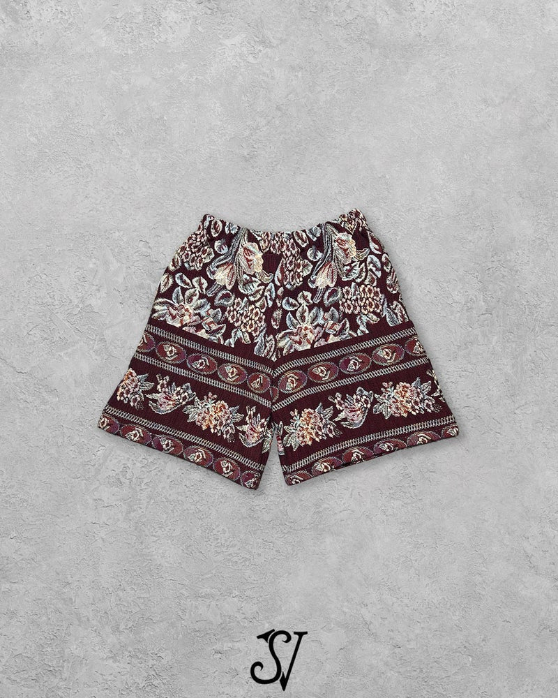 burnt floral blanket shorts v2
