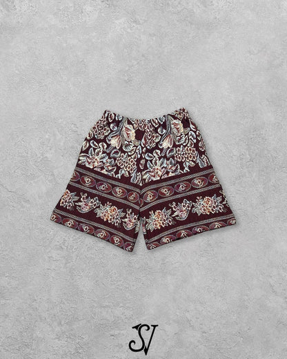 burnt floral blanket shorts v2
