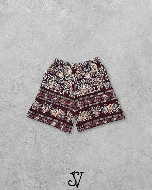burnt floral blanket shorts v2